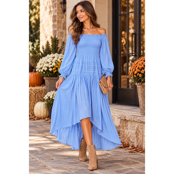Ramy Brook Dresses & Skirts - Ramy Brook Anita Ocean Blue Off The Shoudler Hi-Lo Dress (MSRP: $405) Medium